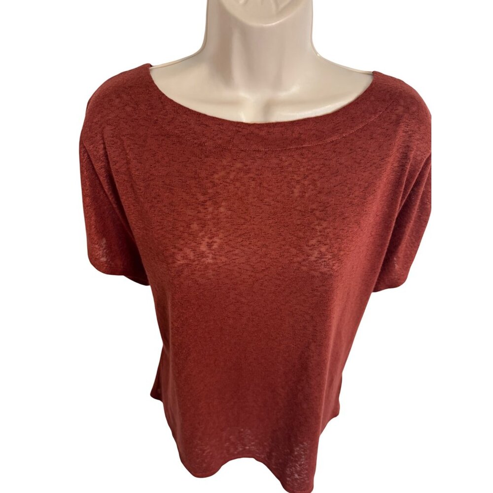 Bobeau Boat Neck Size Large Rushed Puff Short Sleeve Knit Stretch Top NWT - Picture 8 of 8